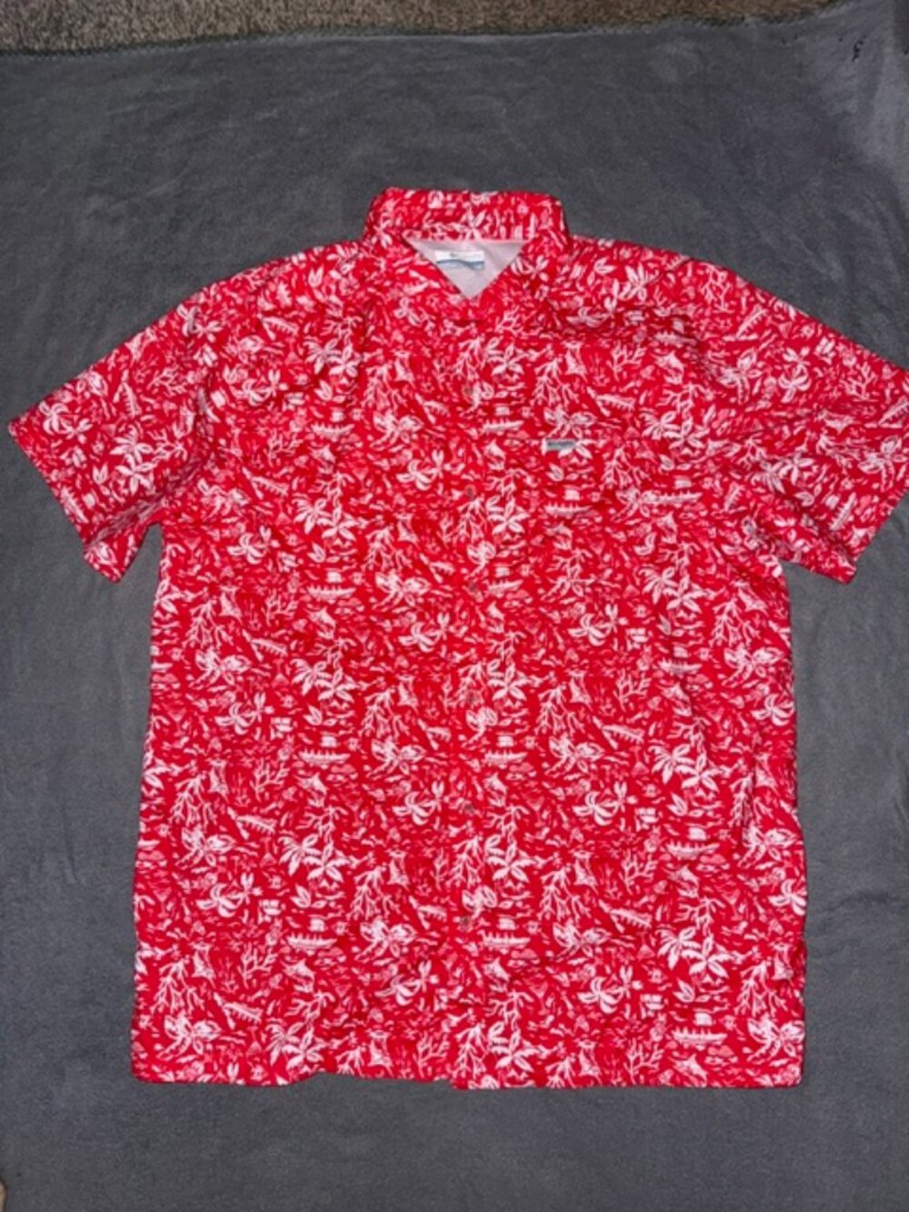 Columbia PFG Fishing Shirt Men’s Large Fish Print Short Sleeve Button Up Vented